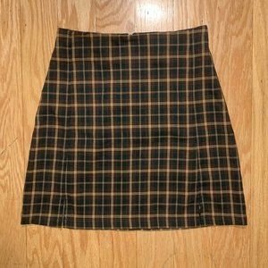 Green and Brown Plaid Mini Skirt - Brandy Melville (John Galt)